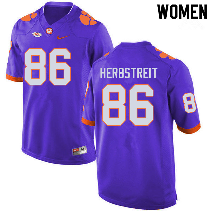 Women #86 Tye Herbstreit Clemson Tigers College Football Jerseys Sale-Purple - Click Image to Close